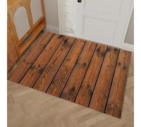 GDJSMIN Paillassons Intérieur Planches Verticales Bois Massif, Tapis Souples Lavables Grain De Bois Naturel, Paillasson Absorbant Antidérapant À Profil Bas pour Entrée Porte,60 X 90 Cm Ambre
