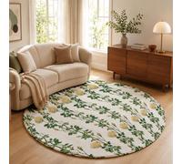 GDJSMIN Tapis Vignes Roses Jaunes Suspendues pour Chambre À Coucher, Jardin Rétrotapis Rond Antidérapant Poils Ras Et Doux pour Chambre À Coucher Salon Maison (200Cm, Vert Olive)