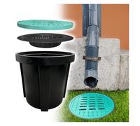 GDMDPTE Système de Drainage à Profil Bas avec Bassin de récupération - Gouttière sans perçage avec Panier à débris pour descentes pluviales extérieures et pelouses - Grand/Petit bac de récupération