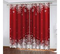 GDYRBY Rideau Occultant Thermiques - 3D Modèle Rouge-Fond De Noël Motif Rideau Chambre Enfant Moderne Rideaux À Oeillets Décoration De Fenêtre pour Salon Cuisine Bébé 200X160cm(LxH) 2 Panneaux