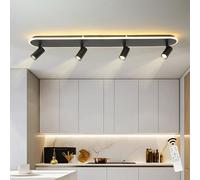 GEADI Plafonnier Spot Orientable 110 cm, 58 W Luminaire LED Plafond Salon Dimmable, Plafonniers Noir Réglable pour Chambre à Coucher, Table à Manger, Couloir
