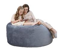Géant Pouf en Velours Côtelé,Canapé Paresseux 1 Place en Rembourrage Mousse,Housse Détachable et Lavable,Fauteuils Poire/Chauffeuse 1 Place pour Chambre,Salon,étude(122x122x72cm,Gris)
