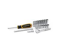 GearWrench 80327 Jeu d'Outils Métriques Standard Et Profond À Entraînement 1/4" 6 Et 12 Points Pour Mécaniciens, 22 Pièces