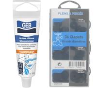 GEB 3283985155195 Graisse Silicone de Contact spécial Eau Potable pour lubrifier la robinetterie & COMAP Coffret de 36 grands clapets pleins et percés pour l'étanchéité - Grands diamètres - S279503