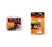 GEB 821592 Kit de Tresse Ø 7/8 mm 2,5 m + Collafeu Tube de 20 ml Clair & 125230 Collafeu pour fixation de produits réfractaires Tube 50 ml