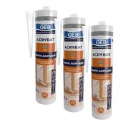 GEB ACRYBAT mastic acrylique à base d'eau pour l'étanchéité entre maçonnerie et menuiserie. Adhère sur le béton, ciment, bois, métal… Peut se peindre. Sans odeur, séchage rapide - 310ml - Gris