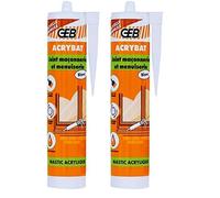 GEB ACRYBAT mastic acrylique à base d'eau pour l'étanchéité entre maçonnerie et menuiserie. Adhère sur le béton, ciment, bois, métal… Peut se peindre. Sans odeur, séchage rapide - 310ml - Blanc