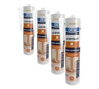 GEB ACRYBAT mastic acrylique à base d'eau pour l'étanchéité entre maçonnerie et menuiserie. Adhère sur le béton, ciment, bois, métal… Peut se peindre. Sans odeur, séchage rapide - 310ml - Ton pierre