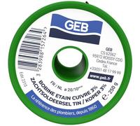 GEB Bobine étain/cuivre 3%. Convient pour braser Le cuivre et Ses alliages, Argentée. sans Plomb. Conseillée pour Les canalisations d'eau Potable - Bobine 250g