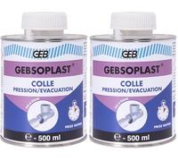 GEB Colle GEBSOPLAST Gel pression & évacuation pour l'assemblage d'éléments de canalisation en PVC-U rigide. Prise rapide - Pot 500ml (Lot de 2)
