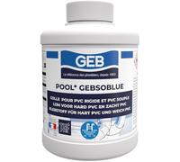 GEB Colle PVC spécial piscine jaccuzzi irrigation Gebsoblue 500ml pour assembler canalisations et raccords en PVC. Sans THF