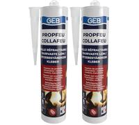 GEB Colle réfractaire COLLAFEU 310 ml spécial collage et assemblage de pièces réfractaires et fibres isolantes sur insert, poêles, cheminées fours et chaudières - résistante jusqu’à 1100°C (Lot de 2)