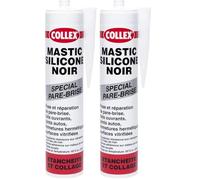 GEB Collex Mastic silicone noir spécial pare brise, toits ouvrants, joints autos - Résiste aux vibrations, à l'eau de mer et aux intempéries - 310ml (Lot de 2)
