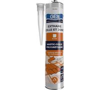 GEB Exthane mastic-colle polyuréthane pour collage et joint bâtiment. Excellente adhérence, peut se peindre, multi-supports. 300ml - Blanc