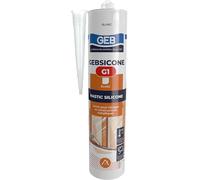 GEB Gebsicone G1 Mastic silicone pour vitrages et constructions métalliques. Excellent adhérence, résiste aux températures extrêmes et aux UV. 310ml - Blanc