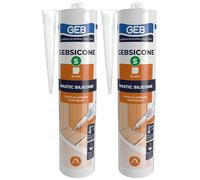GEB GEBSICONE S Mastic silicone acétique haute élasticité pour étanchéité, calfeutrement et collage technique. Haute résistance et haute adhérence - 310ml - Blanc (Lot de 2)