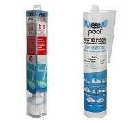 GEB Kit de détection de fuites pour Piscine et Spa et Mastic étanche spécial Piscine Blanc 290 ML pour jointoyer et réparer même sous l'eau.