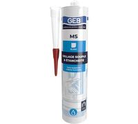 GEB Mastic colle MS d'étanchéité à base de polymère, sans solvant, tous supports même humides, cartouche 280 ml - Blanc
