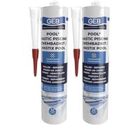 GEB Mastic étanche spécial piscine Transparent 290 ml pour coller, jointoyer et réparer même sous l'eau des éléments de piscine, carrelage, mosaïque, margelle, projecteur, bonde (Lot de 2)
