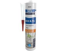 GEB Mastic JOINT & FIX blanc 280ml pour réaliser des joints étanches, fixer sans percer, réaliser des collages sur tous matériaux
