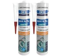 GEB Mastic JOINT & FIX cristal 280ml pour réaliser des joints étanches, fixer sans percer, réaliser des collages sur tous matériaux - 100% invisible (Lot de 2)