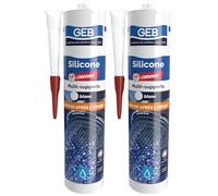 GEB Mastic Silicone 60 Chrono multi-supports. Sèchage rapide, remise en eau en 1 heure - Blanc 280 ml (Lot de 2)