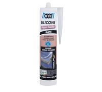 GEB Mastic silicone Blanc Pose Facile pour surface émaillées, Retouchable, Facile à lisser, Peut se peindre - Cartouche 280 ml