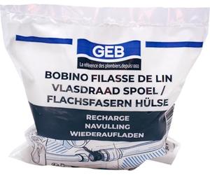 GEB Recharge pour Bobino 80g. Filasse de lin peigné haute qualité. S'utilise en complément de pâte à joint pour raccords filetés métal.