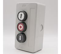 GEBA KDT 3V V2 - Bouton poussoir 3 boutons universel pour automatismes - Compatible contact sec NO/NF - Réf : 200.3102.A1 - IP65-250 V AC + 1 Goodies DOMOBIP