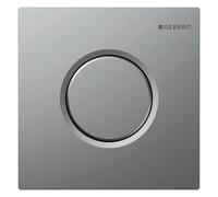 Geberit 116011JQ5 Commande d'urinoir (avec déclenchement pneumatique, plaque d'actionnement de type 01, chrome mat, revêtement facile à nettoyer, plaque de poussoir, poussoir)