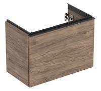 Geberit Acanto, armoire inférieure pour lavabos, 1 tiroir et 1 tiroir intérieur, saillie réduite, 740x535x415mm, 503.009.JR.1, Couleur: Corps et façade : noyer hickory / mélamine structure bois, poign