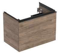 Geberit Acanto, armoire inférieure pour lavabos, 1 tiroir et 1 tiroir intérieur, suspendu, 740x541x475mm, 503004JR1, Couleur: Corps et façade : noyer hickory / mélamine structure bois, poignée : lava