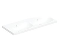 Geberit Acanto double lavabo, sans trous pour robinets, avec trop-plein, 1200x480mm, 500628012, Couleur: Blanc - CM