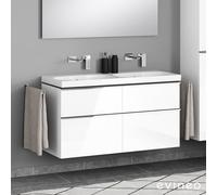 Geberit Acanto Double vasque, meuble sous-vasque ineo4 d’evineo l : 120 cm, 4 tiroirs, avec poignée,, 500628012+BE0223WH,