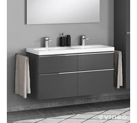 Geberit Acanto Double vasque, meuble sous-vasque ineo4 d’evineo l : 120 cm, 4 tiroirs, avec poignée,, 500627012+BE0223AN,