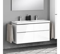 Geberit Acanto Double vasque, meuble sous-vasque ineo4 d’evineo l : 120 cm, 4 tiroirs, avec poignée,, 500627012+BE0223WH,