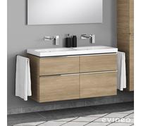 Geberit Acanto Double vasque, meuble sous-vasque ineo4 d’evineo l : 120 cm, 4 tiroirs, avec poignée,, 500628018+BE0223OA,