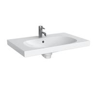 Geberit Lavabo Acanto 75 x 48,2 cm avec tablette, 1 trou pour robinet, trop-plein, blanc brillant
