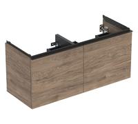 Geberit Acanto meuble sous lavabo double, 2 tiroirs et 2 tiroirs intérieurs, suspendu, 1184x541x475mm, 503007JR1, Couleur: Corps et façade : noyer hickory / mélamine structure bois, poignée : lava / m