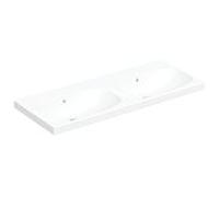 Geberit Acanto vasque double 500628012 120 x 48,2 cm, avec trop-plein, sans trou pour robinetterie, blanc