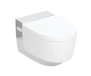 Geberit AquaClean - Bidet électronique Mera Classic avec céramique, suspendu, TurboFlush, SoftClosing, KeraTect, blanc/chrome brillant 146.200.21.1