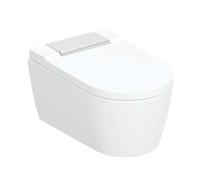 Geberit AquaClean - Bidet électronique Mera Sela avec céramique, suspendu, TurboFlush, SoftClosing, KeraTect, blanc/chrome brillant 146.220.21.1