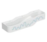 Geberit Bambini jeu et lavabo, L:140cm, 3 places de lavage, bassin plus bas à gauche, sans trop-plein, 502975SX1, Couleur: blanc alpin / décor : bleu océan - bleu clair / trou de hanneton au milieu, à