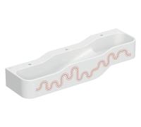 Geberit Bambini jeu et lavabo, L:140cm, 3 places de lavage, bassin plus bas à gauche, sans trop-plein, 502.975.FY.1, Couleur: blanc alpin / Décor : rouge carmin - orange / Trou de Hanhn au milieu, à g