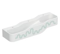 Geberit Bambini jeu et lavabo, L:140cm, 3 places de lavage, bassin plus bas à gauche, sans trop-plein, 502975791, Couleur: blanc alpin / décor : vert forêt - vert clair / trou de hanneton au milieu, à