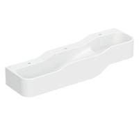 Geberit Bambini jeu et lavabo, L:140cm, 3 places de lavage, bassin plus bas à gauche, sans trop-plein, 502.975.00.1, Couleur: blanc alpin / sans décor / Hanhnloch au centre, à gauche et à droite