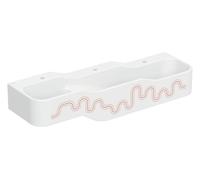 Geberit Bambini jeu et lavabo, L:140cm, 3 places de lavage, bassin plus profond à droite, sans trop-plein, 502.976.FY.1, Couleur: blanc alpin / Décor : rouge carmin - orange / Trou de Hanhn au milieu,
