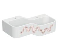 Geberit Bambini jeu et lavabo, L:90cm, 2 places de lavage, bassin plus profond à droite, sans trop-plein, 502.974.FY.1, Couleur: blanc alpin / Décor : rouge carmin - orange / Trou de Hanhn à gauche et