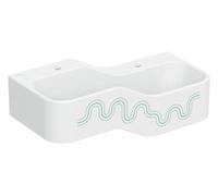 Geberit Bambini jeu et lavabo, L:90cm, 2 places de lavage, bassin plus profond à droite, sans trop-plein, 502974792, Couleur: blanc alpin / décor : vert forêt - vert clair / sans trou de lapin - CM