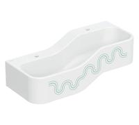 Geberit Bambini jeu et lavabo, largeur:90cm, 2 places de lavage, bassin plus profond à gauche, sans trop-plein, 502973791, Couleur: blanc alpin / décor : vert forêt - vert clair / trou de hanneton à g